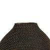 Bellied Honeycomb Ceramic Vase with Beaded Details, Black and Gold