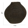 Bellied Honeycomb Ceramic Vase with Beaded Details, Black and Gold