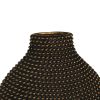 Honeycomb Ceramic Vase with Beaded Details, Gold and Black