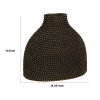 Honeycomb Ceramic Vase with Beaded Details, Gold and Black