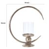 Metal Ring Candle Holder with Glass Hurricane, Large, Clear and Silver