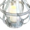 Transitional Metal Candle Holder with Rope and Glass Shade, Gray