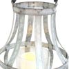 Transitional Metal Candle Holder with Rope and Glass Shade, Gray