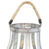 Transitional Metal Candle Holder with Rope and Glass Shade, Gray