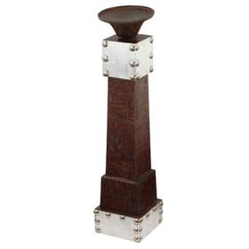 Traditional Style Wooden Candle Holder with Studded Design, Brown