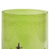 Antique Glass Shade Candle Holder with Metal Base Stand, Green