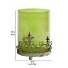 Antique Glass Shade Candle Holder with Metal Base Stand, Green