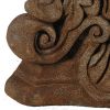 Traditional Style Ceramic Candle Holder with Carvings, Brown