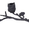 Modern Ceramic Candle Holder with Owls On A Branch, Gray