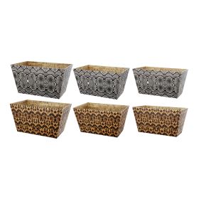 Rectangular Storage Bins with Narrow Bottom, Set of 6, Brown & Gray