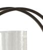 Round Metal Candle Holder with Rectangular Base, Brown and Clear