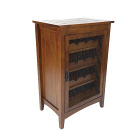 Wooden Wine Cabinet with 1 Wire Mesh Door and 4 Shelves, Brown