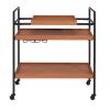 Metal Frame Serving Cart with Adjustable Compartments, Oak Brown and Black