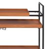 Metal Frame Serving Cart with Adjustable Compartments, Oak Brown and Black