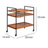 Metal Frame Serving Cart with Adjustable Compartments, Oak Brown and Black