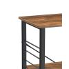 3 Tier Wood and Metal Kitchen Cart with Casters, Rustic Brown and Black