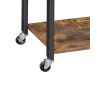 3 Tier Wood and Metal Kitchen Cart with Casters, Rustic Brown and Black