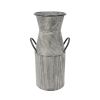 17 Inch Metal Milk Jar Design Accent Flared Banded Top, Gray