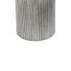 17 Inch Metal Milk Jar Design Accent Flared Banded Top, Gray