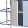 6 Glass Shelf Metal Frame Bar Cabinet with Power Outlet, Clear and Chrome