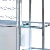 6 Glass Shelf Metal Frame Bar Cabinet with Power Outlet, Clear and Chrome