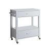 2 Drawer Wooden Kitchen Cart with Casters and 1 Open Shelf, White