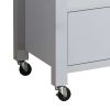 2 Drawer Wooden Kitchen Cart with Casters and 1 Open Shelf, White