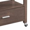 2 Drawer Wooden Kitchen Cart with Casters and 1 Open Shelf, Brown