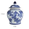 6 Inch Porcelain Jar, Urn Shape, Lid, Floral Design, Blue, White