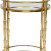 Kai 28 Inch 2 Tier Modern Rolling Bar Cart, Spindle Round Metal Frame, Gold