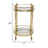 Kai 28 Inch 2 Tier Modern Rolling Bar Cart, Spindle Round Metal Frame, Gold