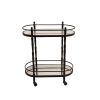 Kai 28 Inch 2 Tier Modern Rolling Bar Cart, Classic Oval Metal Frame, Black