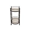 Kai 28 Inch 2 Tier Modern Rolling Bar Cart, Classic Oval Metal Frame, Black