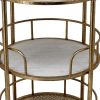 30 Inch 3 Tier Modern Bar Cart, Solid Wood, Mesh Panels, Gold Metal Frame