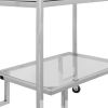 32 Inch Rolling Kitchen Bar Cart, 2 Tier, Clear Glass, Metal, Chrome