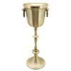 31 Inch Metal Wine Champagne Bucket, Pedestal Base Cooler, Handles, Gold