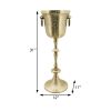 31 Inch Metal Wine Champagne Bucket, Pedestal Base Cooler, Handles, Gold