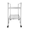 32 Inch Rolling Kitchen Bar Cart, 2 Tier Clear Glass Shelves, Chrome Metal