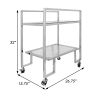 32 Inch Rolling Kitchen Bar Cart, 2 Tier Clear Glass Shelves, Chrome Metal