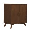 Ian 36 Inch 2 Door Bar Cabinet, Mahogany Wood, Wine Rack, Walnut Brown