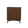 Ian 36 Inch 2 Door Bar Cabinet, Mahogany Wood, Wine Rack, Walnut Brown