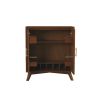 Ian 36 Inch 2 Door Bar Cabinet, Mahogany Wood, Wine Rack, Walnut Brown