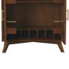 Ian 36 Inch 2 Door Bar Cabinet, Mahogany Wood, Wine Rack, Walnut Brown