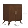 Ian 36 Inch 2 Door Bar Cabinet, Mahogany Wood, Wine Rack, Walnut Brown