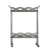 30 Inch Aluminum Bar Cart, 2 Tier Glass Shelves, Dynamic Accents, Silver