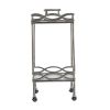 30 Inch Aluminum Bar Cart, 2 Tier Glass Shelves, Dynamic Accents, Silver