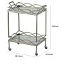 30 Inch Aluminum Bar Cart, 2 Tier Glass Shelves, Dynamic Accents, Silver