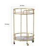 33 Inch Bar Cart, Two Tiered Glass and Marble Shelves, Caster Wheels, Gold