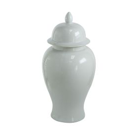 Deva 20 Inch Medium Porcelain Ginger Jar, Classic White Glossy Finish