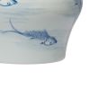 18 Inch Porcelain Ginger Jar, Artful Wispy Fish, Classic White and Blue